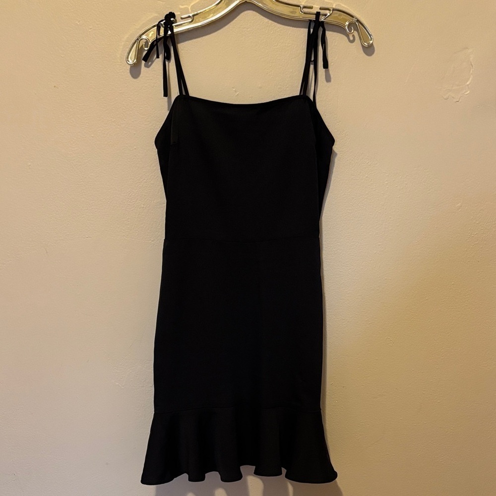 Express Black Mini Dress with Ruffle Hem